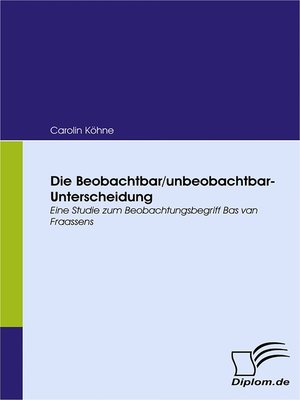 cover image of Die Beobachtbar/unbeobachtbar-Unterscheidung